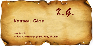 Kassay Géza névjegykártya
